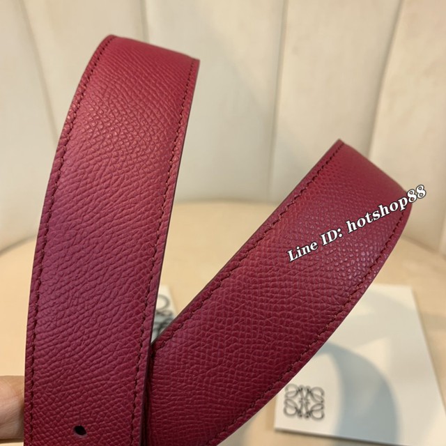 LOEWE女士皮帶 羅意威經典銅扣手掌紋雙面牛皮腰帶  jjp1801